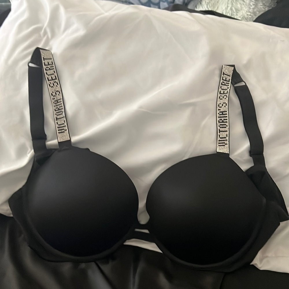 Black VS with rhinestone straps
